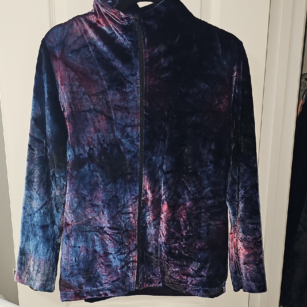 Chico's Velvet Jacket in Deep Purple and Blue